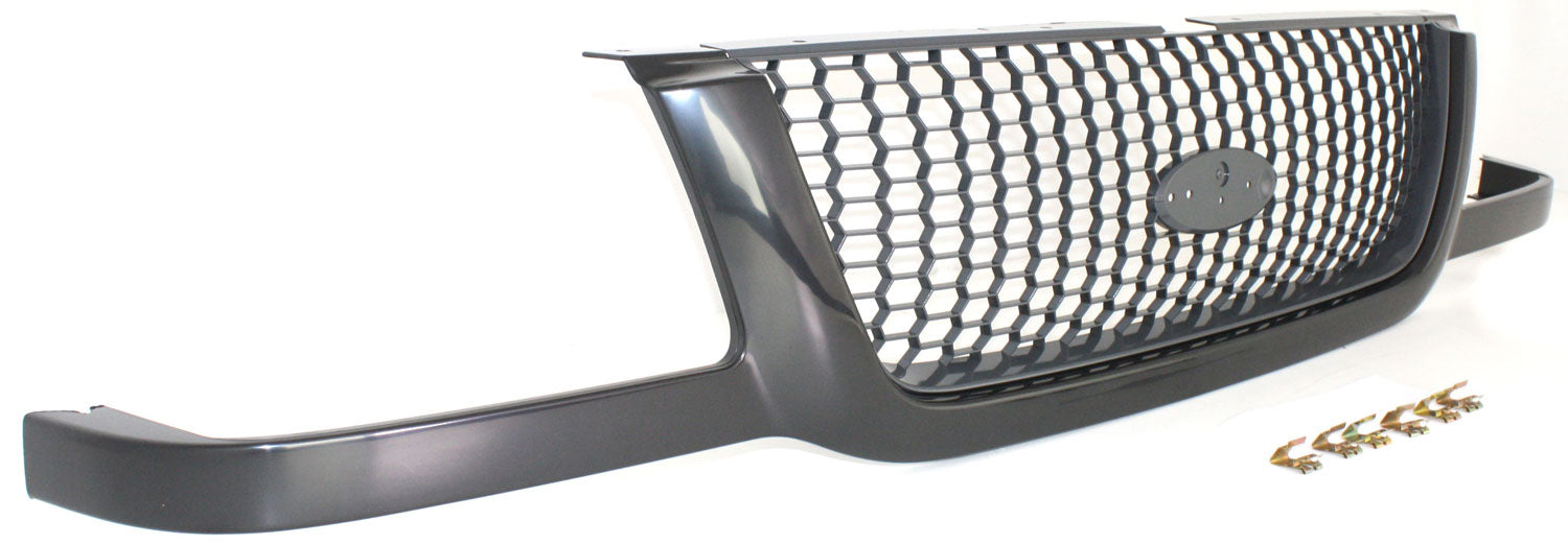 Grille Assembly Compatible With 2001-2003 Ford Ranger Painted Black Shell with Dark Gray Insert