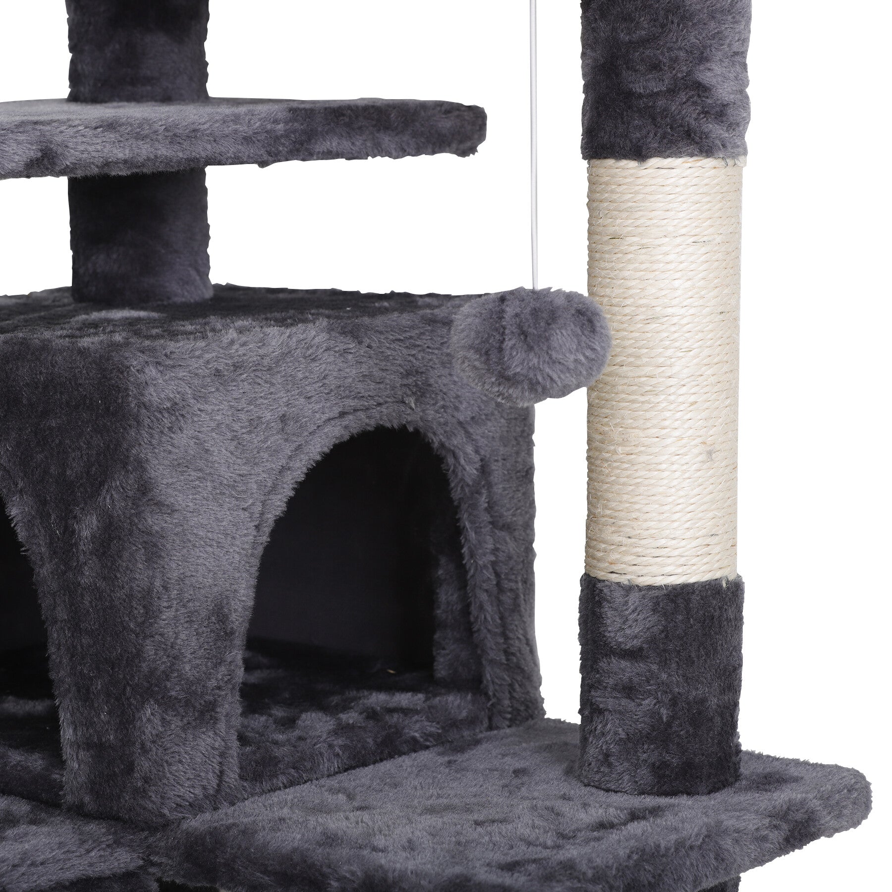 HomGarden 55''H Multi-Level Soft Cat Tree Condo Cat Tower W/Scratching Posts and Top Perch， Gray