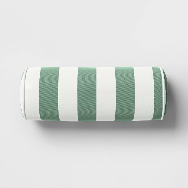 Cylinder Outdoor Bolster Pillow With Contrast Piping Designed With Studio Mcgee