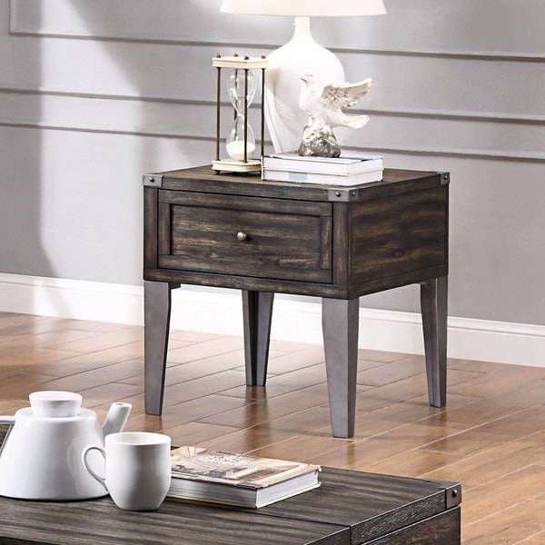 Furniture of America Sete Oak 25-inch Solid Wood 1-drawer Side Table