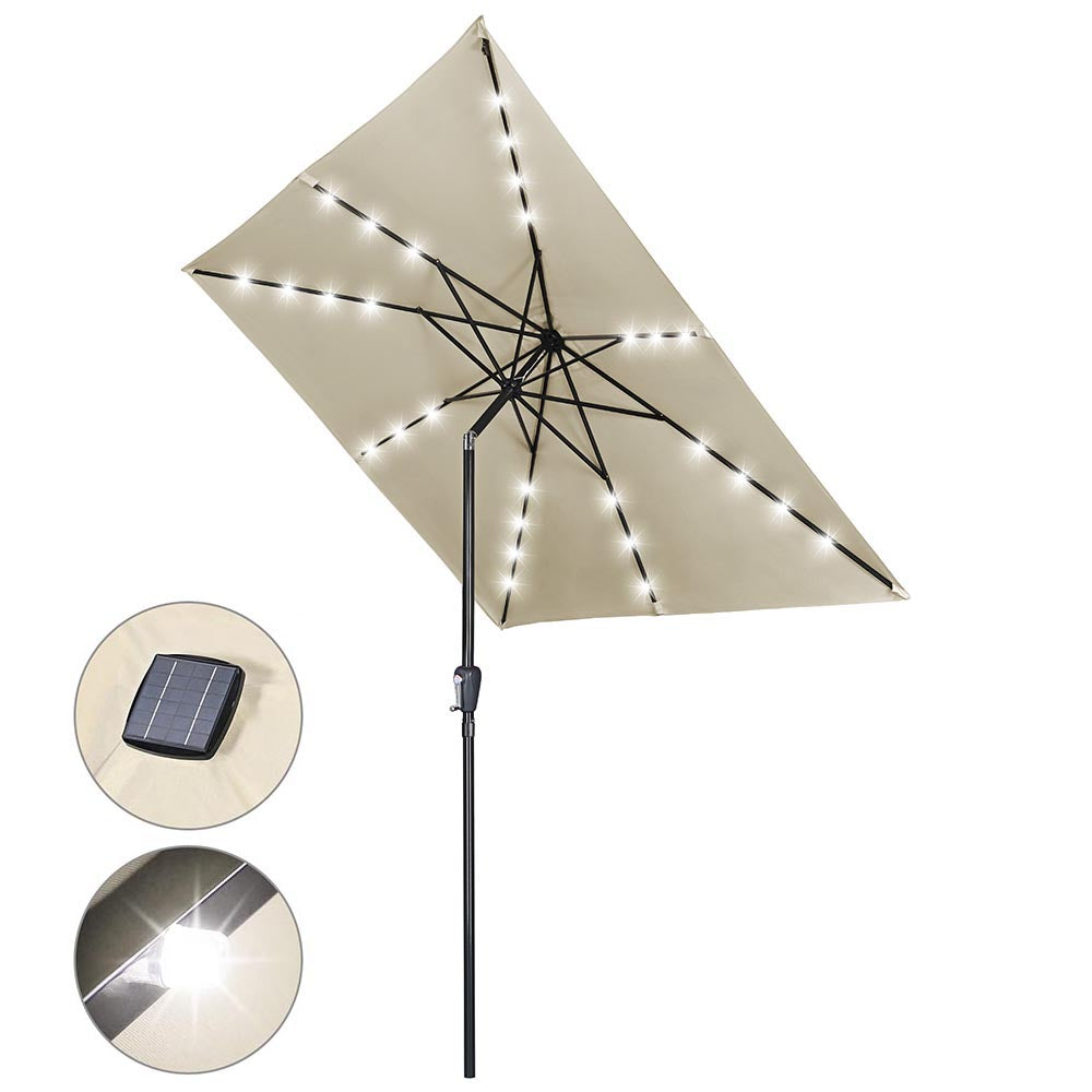 Yescom Prelit Patio Umbrella with Lights Square 9' 8-Rib