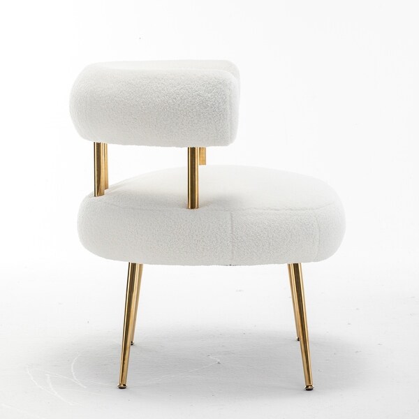 SEYNAR Modern Glam Upholstered Comfy Open-Back Accent Armchair with Golden Legs