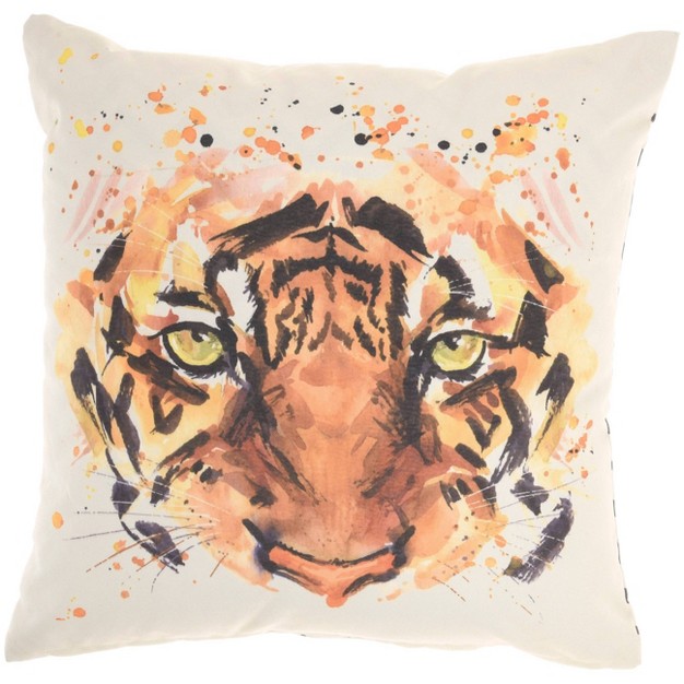 Reversible Indoor outdoor Tiger And Chevron Print Square Throw Pillow