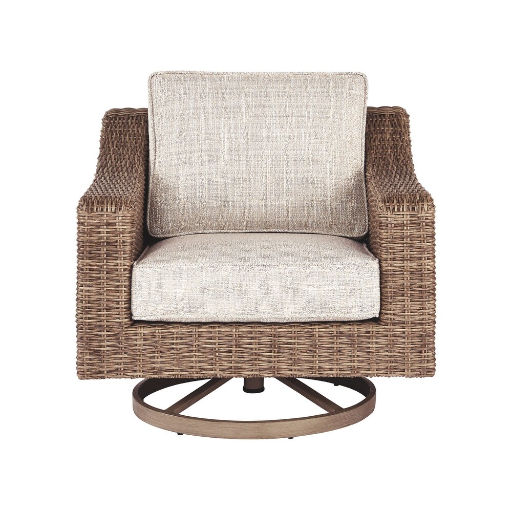 Signature Design by Ashley Beachcroft Hand woven Wicker look Swivel Chair