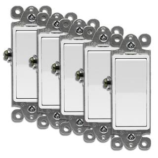 ENERLITES 15 Amp Rocker Light Switch 3-Way or Single Pole Decorator White (5-Pack) 93150-W-5PCS