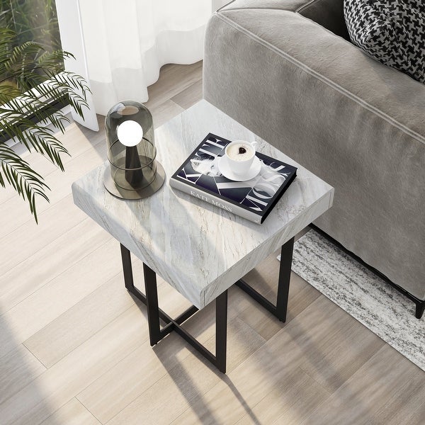 Granala Grey Faux Marble End Table with Drawer by Furniture of America