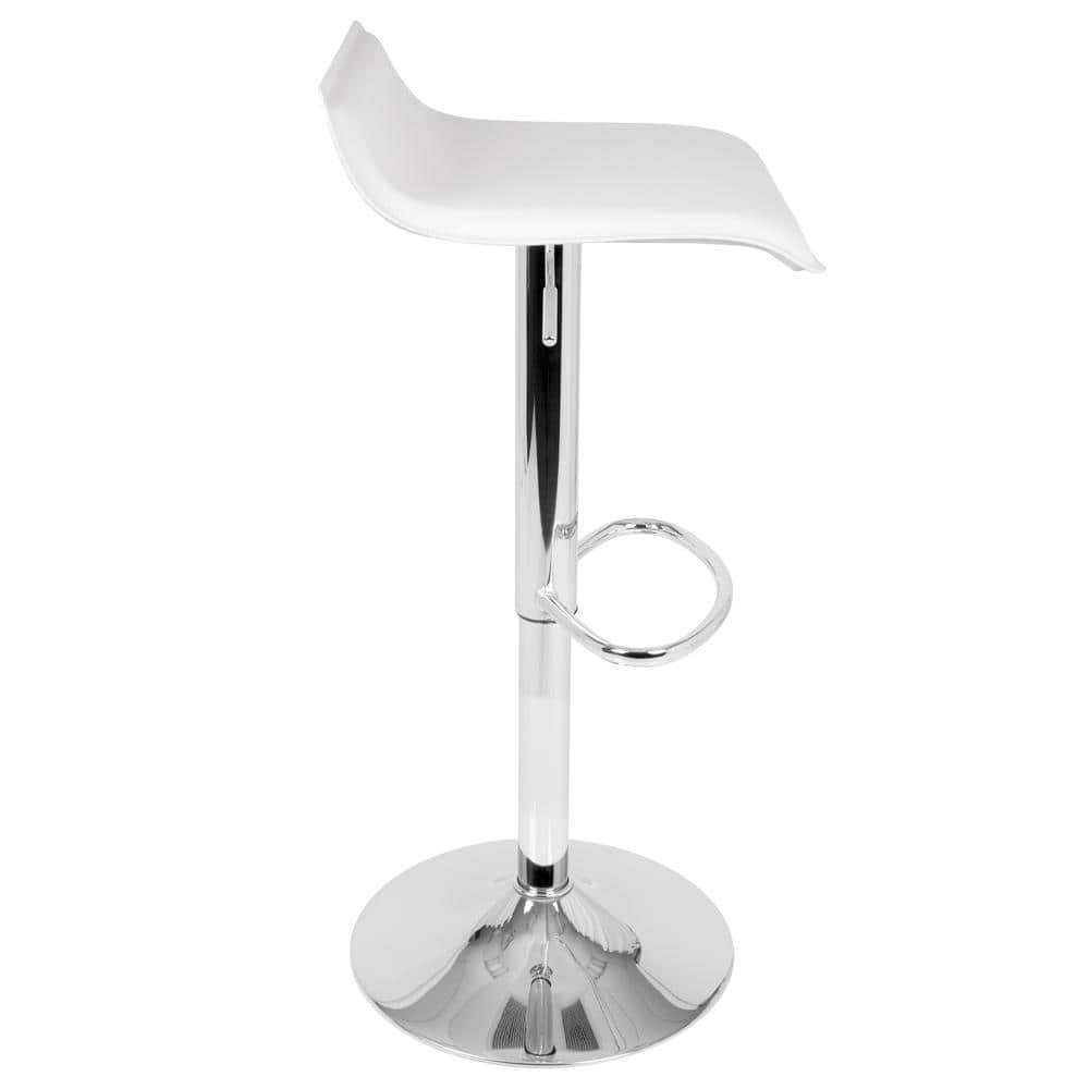 Lumisource Ale White Adjustable Height Bar Stool (Set of 2) BS-ALE W2