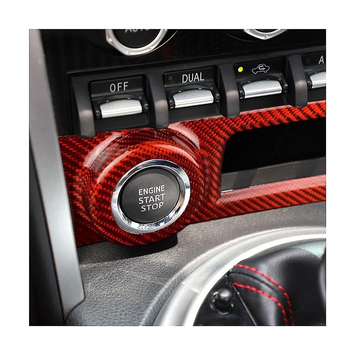 For Brz 86 2012-2021 Dry Carbon Fiber Car Center Console Start Button Frame Cover Trim Accessories， Red