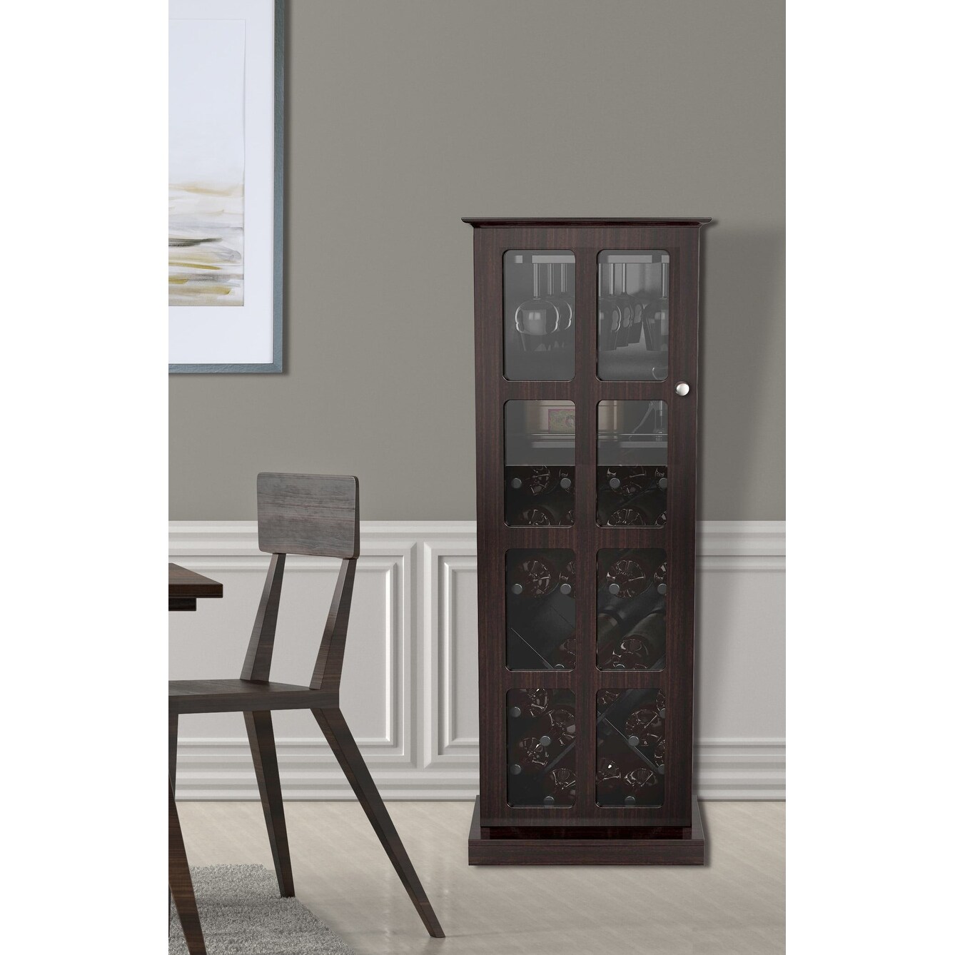 Windowpane 24-Bottle Wine Cabinet， Espresso