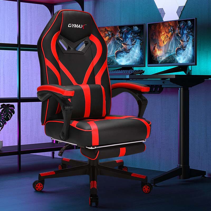 Massage Gaming Chair, Swivel Office Recliner, Adjustable Racing Computer Chair with Lumbar Support, Headrest & Retractable Footrest