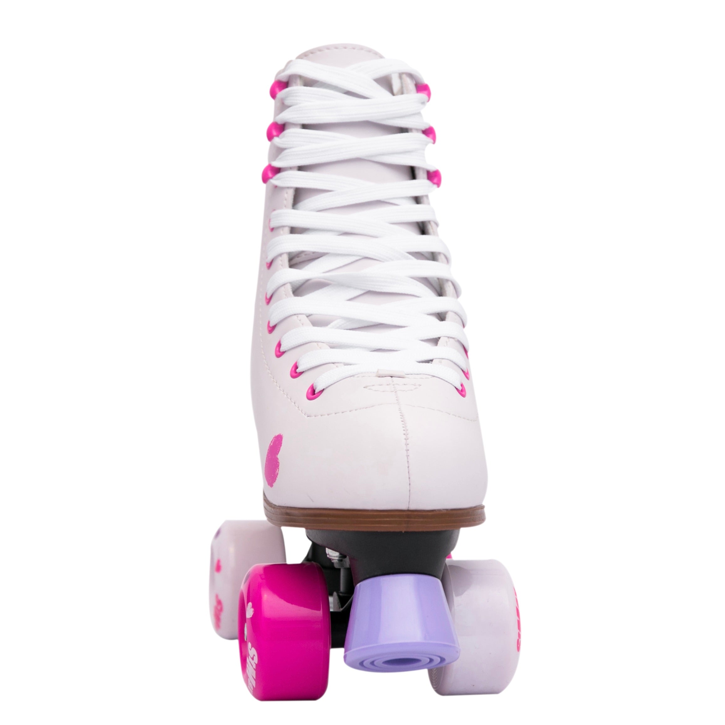 Quad Roller Skates for Girls and Women size 3.5 Youth White and Pink Heart Outdoor Indoor and Rink Skating Classic Hightop Fashionable Design