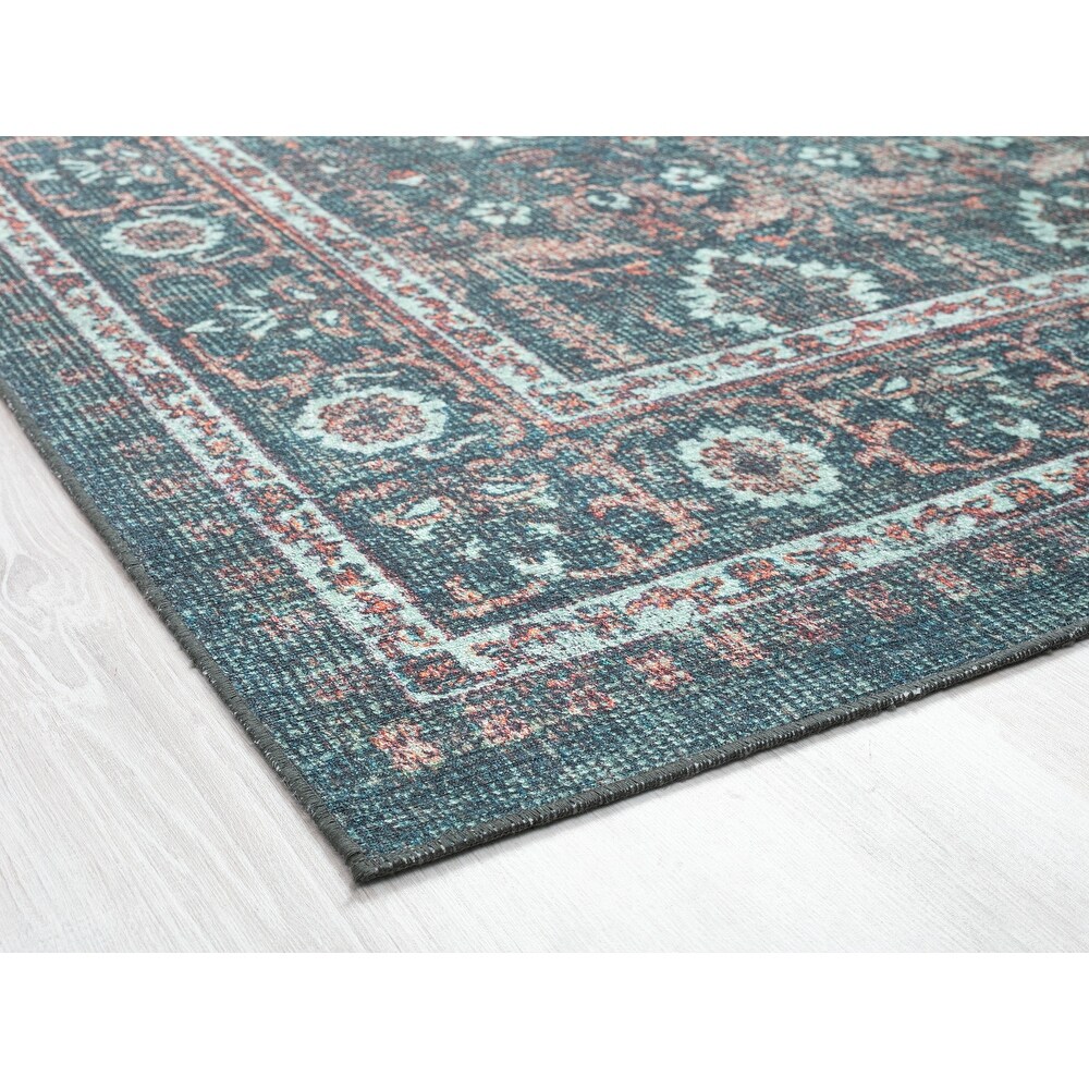 Boho Patio Collection Teal Power Loomed Indoor/Outdoor Area Rug