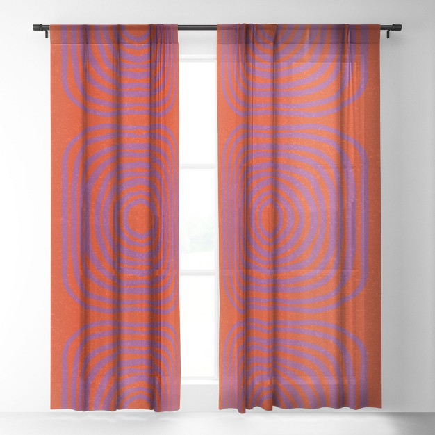 Sunshinecanteen Lisboa Orange Single Panel Sheer Window Curtain Society 6