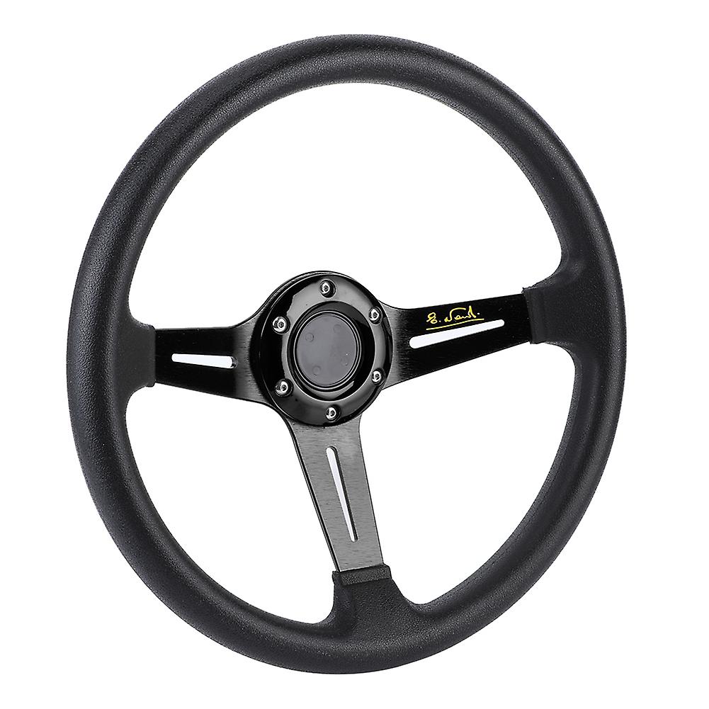 14in Universal Car Steering Wheel Pu Leather Aluminium Alloy W/horn Button Modifiedblack