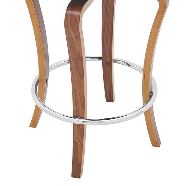 Grady Swivel Faux Leather and Walnut Wood Counter and Bar Stool