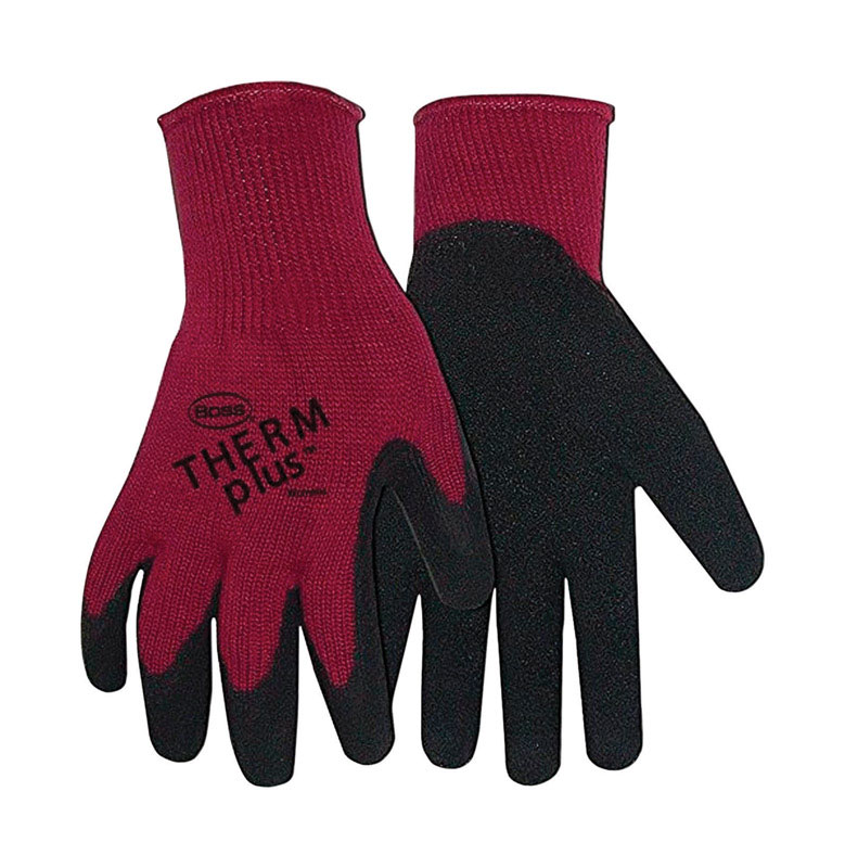 Boss Therm Plus Women\u0027s Indoor/Outdoor String Knit Work Gloves Gray/Maroon S 1 pk