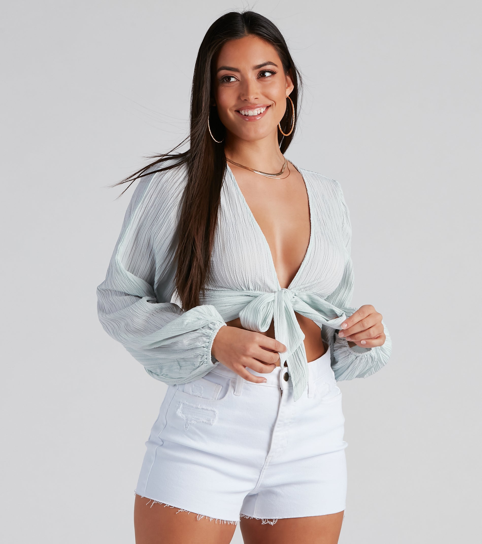 Weekend Escape Tie-Front Crop Top