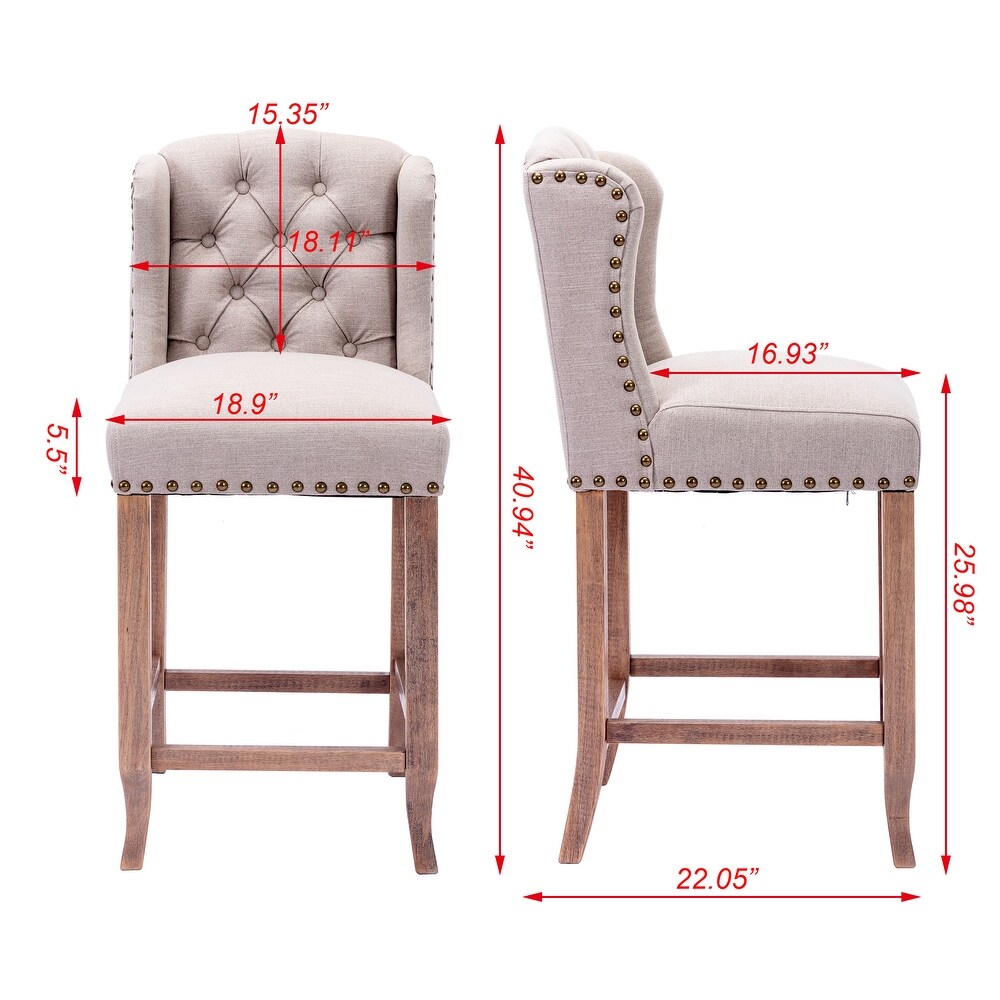 Bar Chairs with Tufted Upholstered Set of 2