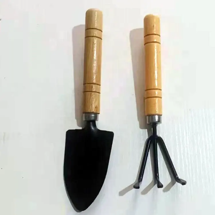 Set of 3 Mini Gardening Potting Tool with Wooden Handle Shovel Rake Shovel Multifunctional Household Plant Bonsai Gadget