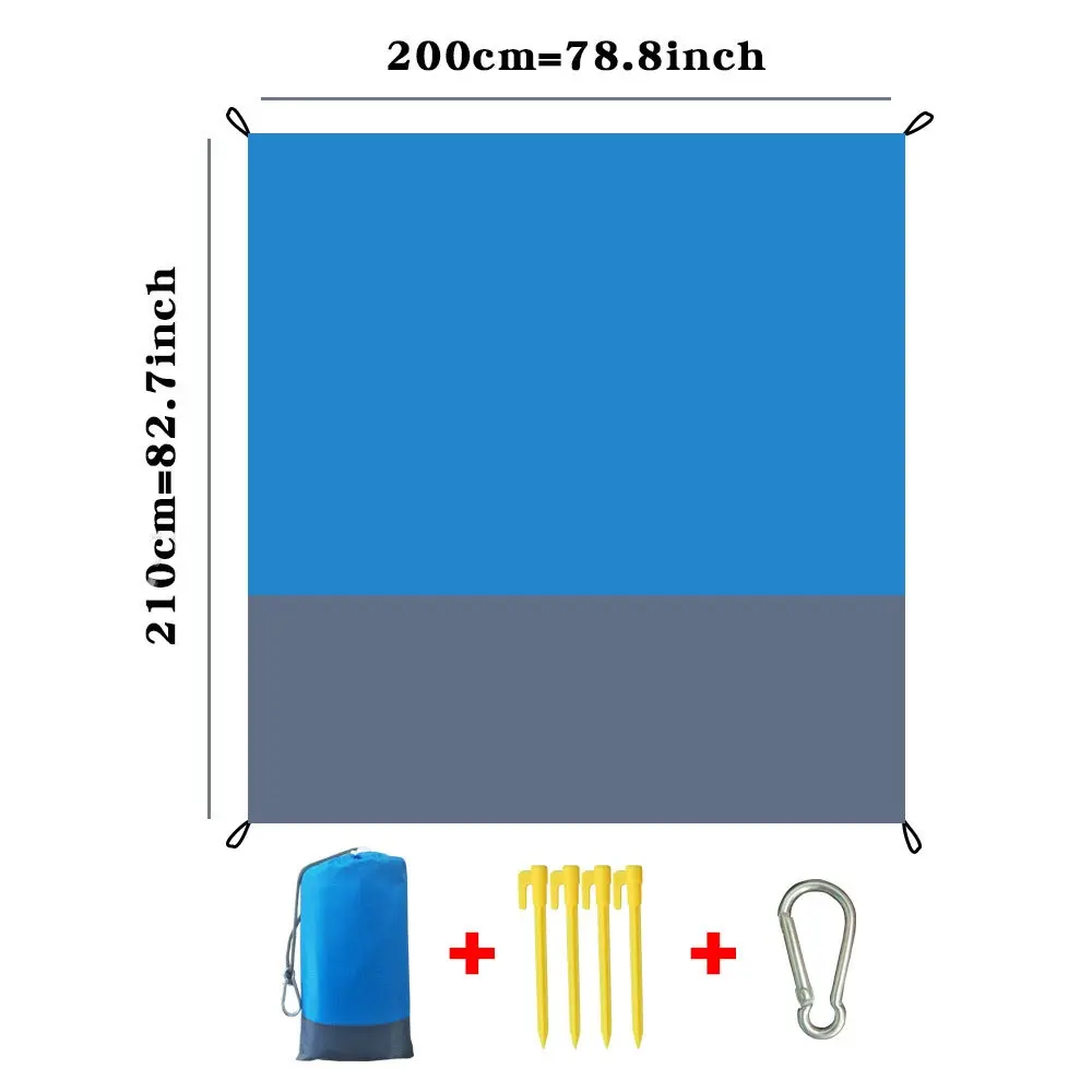 Portable Oversize 210*200cm Lightweight Waterproof Beach Mat Sand Proof Picnic Blankets for Travel  Camping  Hiking