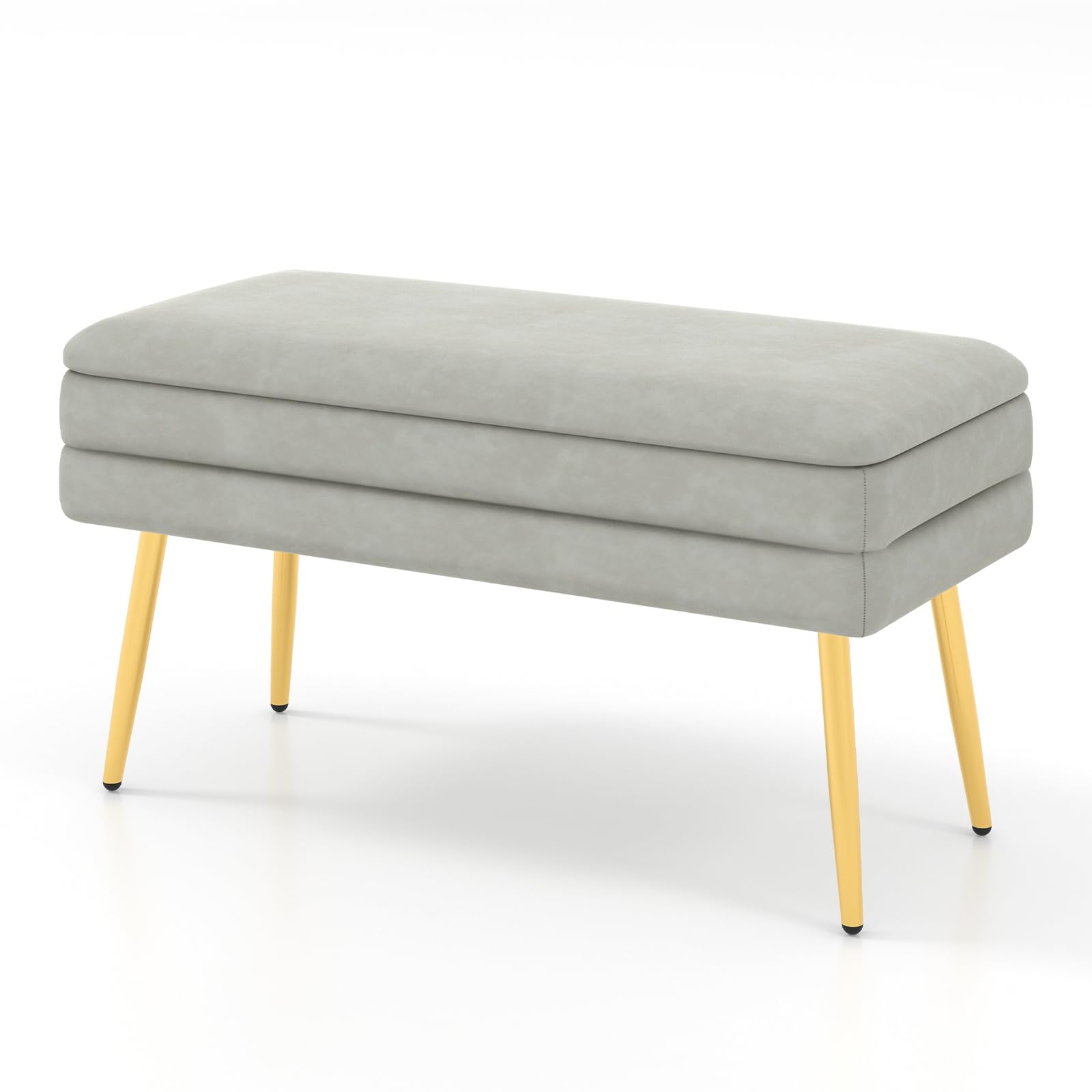 Giantex Ottoman with Storage - Upholstered Storage Ottoman Bench