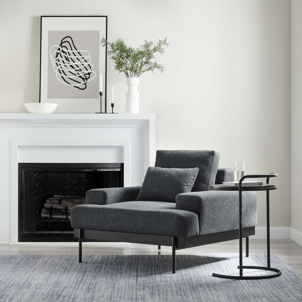 Proximity Upholstered Fabric Armchair  Charcoal   Contemporary   Armchairs And Accent Chairs   by GwG Outlet  Houzz