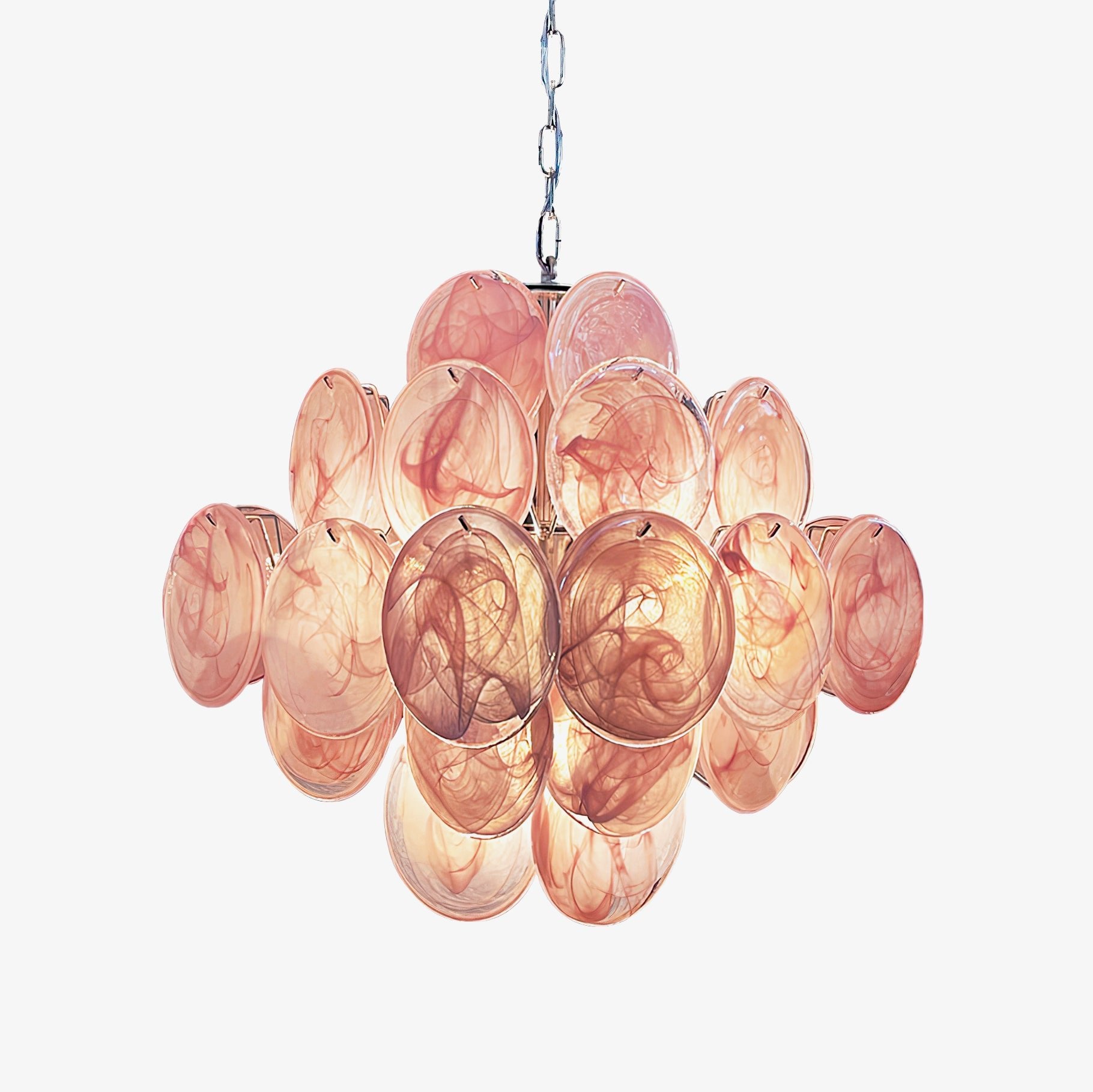 Murano Pink Disks Chandelier