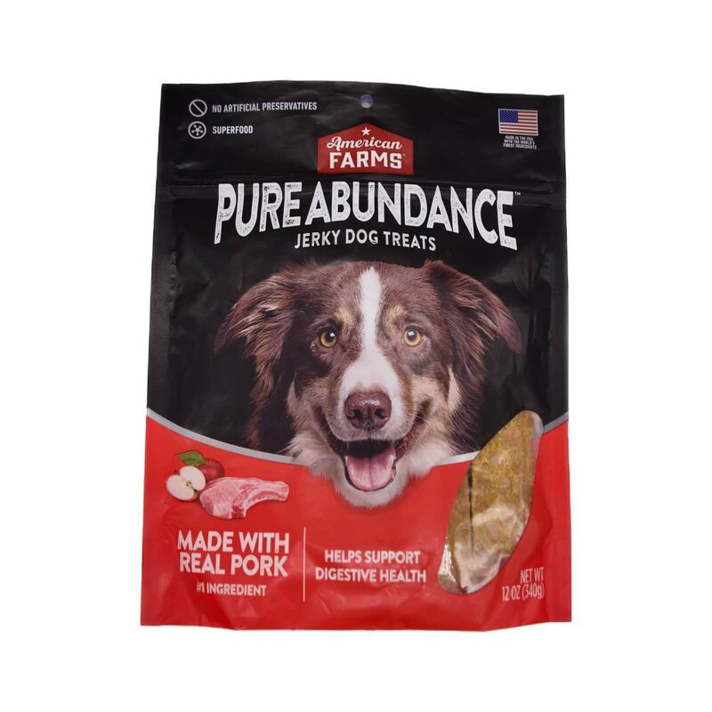 Pure Abundance Jerky Dog Treats Pork Flavor 12oz