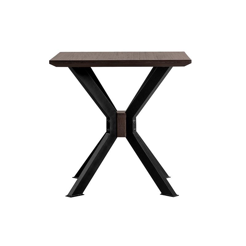 Wooden End Table with Intersected Double X Shaped Legs， Brown and Black