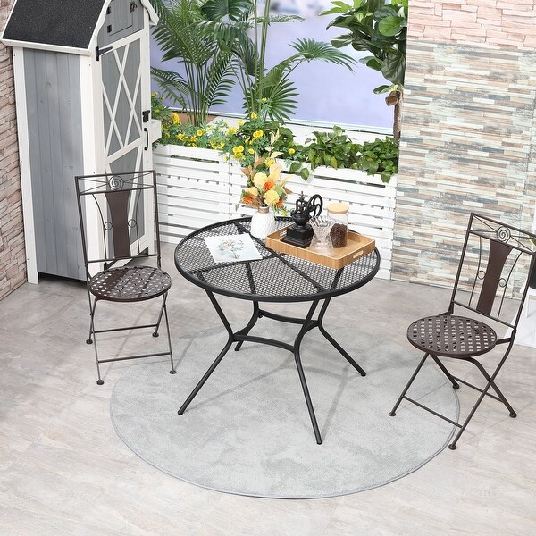 Round terrace dining table，steel outdoor table