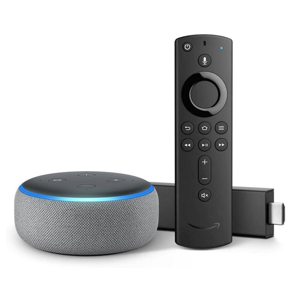 Amazon Echo Dot Gen 3 Plus Fire TV Stick 4K in Gray DOT3GTVSTICK4K-DIY