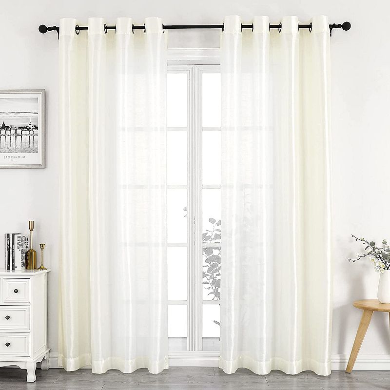 GoodGram Montauk Accents 2 Pack Ultra Luxurious Faux Silk Sheer Grommet Top Curtain Panels