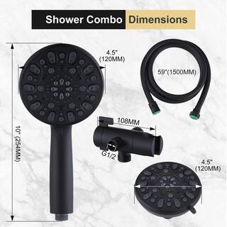 WOWOW 7-Spray 1.75 GPM 4.5 in. Wall Mount Handheld Shower Head in Matte Black H5011B-C-AM