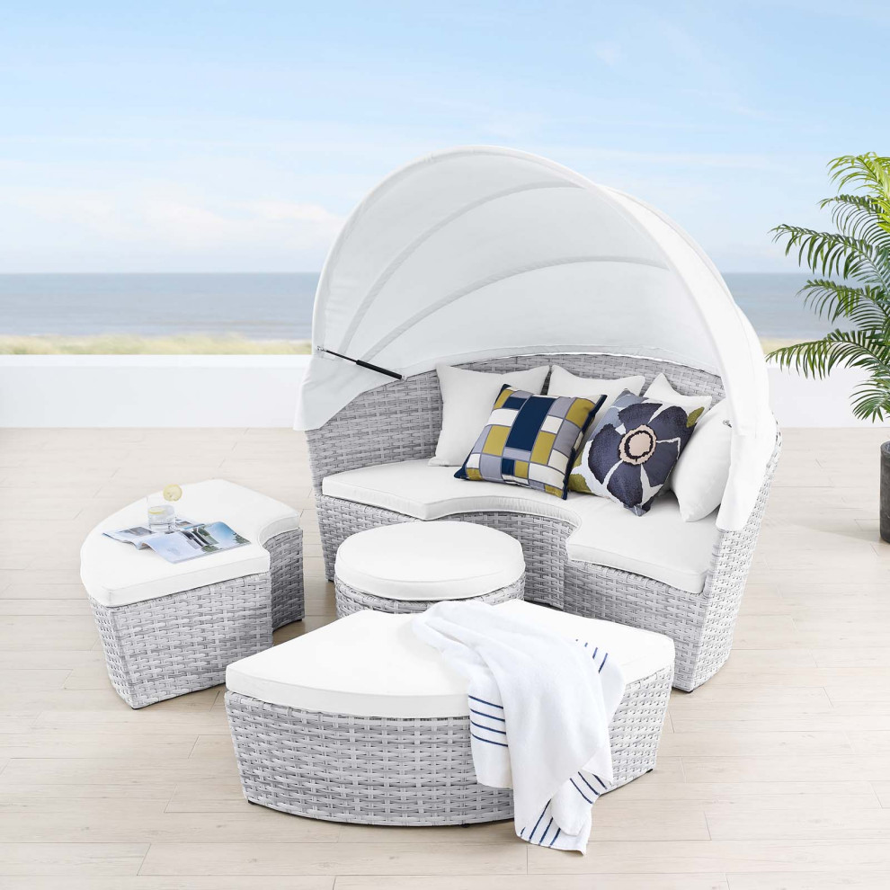 Lounge Daybed Sofa Bed  Rattan  Wicker  Modern  Outdoor Hospitality   Tropical   Outdoor Lounge Sets   by House Bound  Houzz