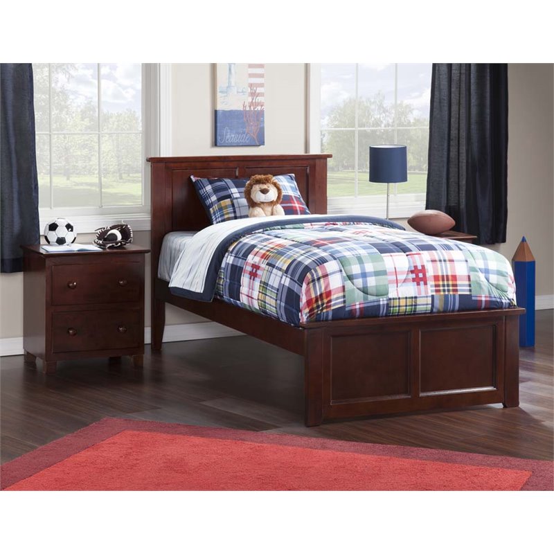 Leo & Lacey Classic Hardwood Eco-Friendly Platform Bed, Twin, Walnut