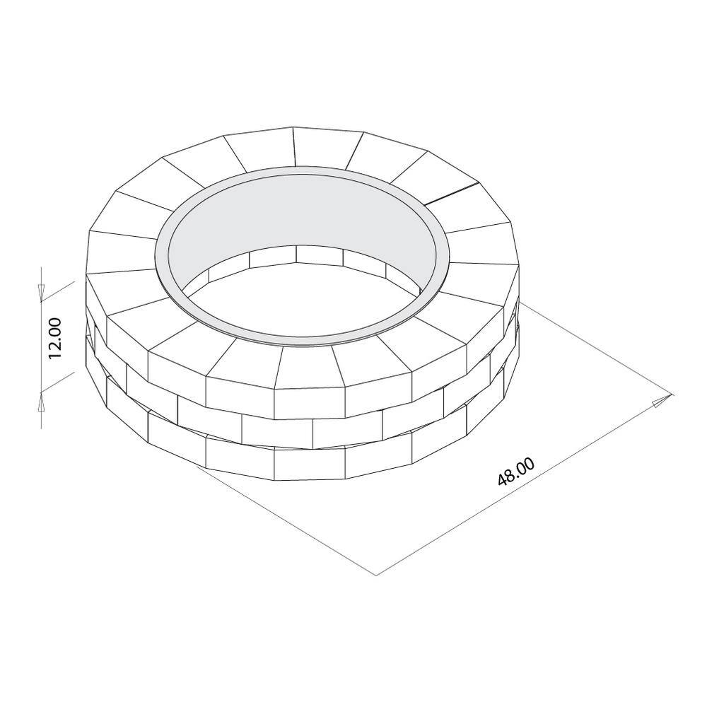 Necessories Grand 48 in. W x 12 in. H Round Concrete Beechwood Fire Pit Kit 3500004