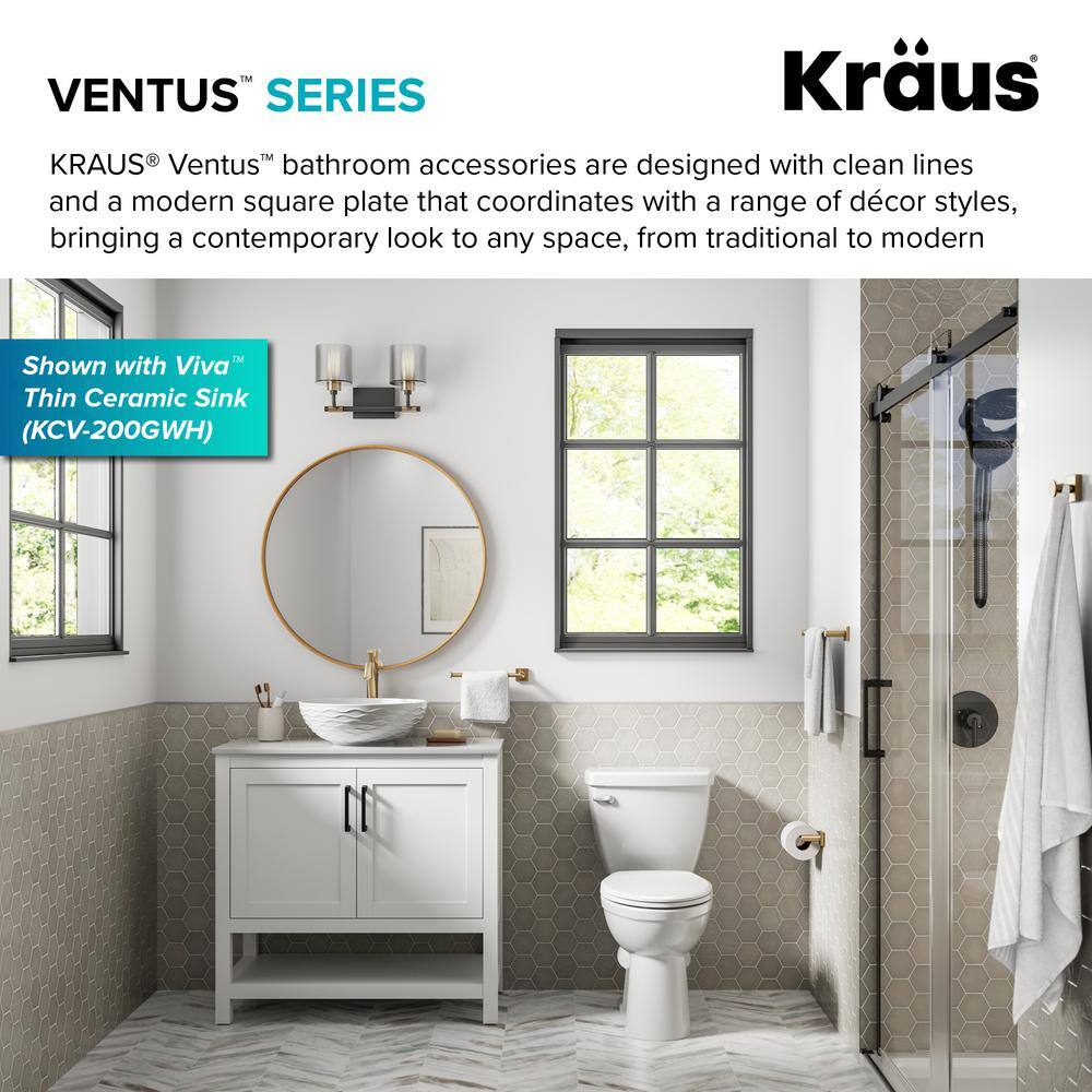 KRAUS Ventus Bathroom Shelf Towel Rack with Towel Bar in Brushed Gold KEA-17742BG