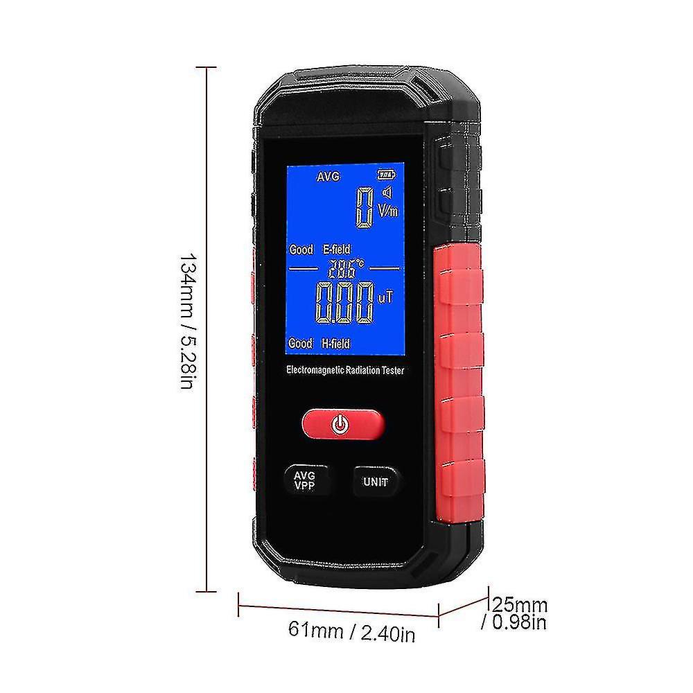 Digital Electromagnetic Radiation Tester Emf Meter Lcd Backlight Portable Electric Magnetic Field Radiation Detection Alarm Average/ Peak Mode Recharg