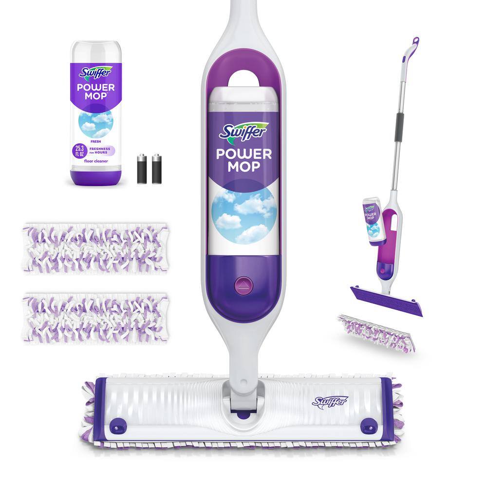 Swiffer Power Mop Starter Kit (1-Power Mop 2-Pads Cleaning Solution and Batteries)