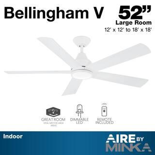 AIRE BY MINKA Bellinghman V 52 in. Integrated LED Indoor White Ceiling Fan with Light 04735