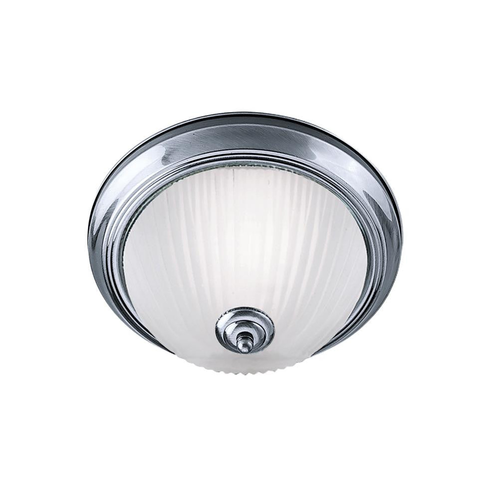 Searchlight 4042 American Diner Polished Chrome Bathroom Flush Light with Acid Ribbed Glass