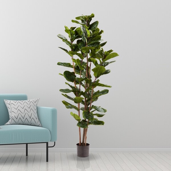 Pure Garden 6 Ft Artificial Fiddle Leaf Fig Tree Indoor/Outdoor Office