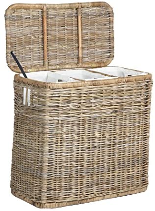 The Basket Lady 3-Compartment Wicker Laundry Sorter Hamper