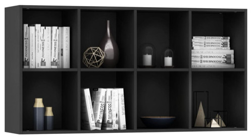 vidaXL Book Cabinet Sideboard Bookshelf Wall Bookcase Black Engineered Wood   Transitional   Bookcases   by vidaXL LLC  Houzz