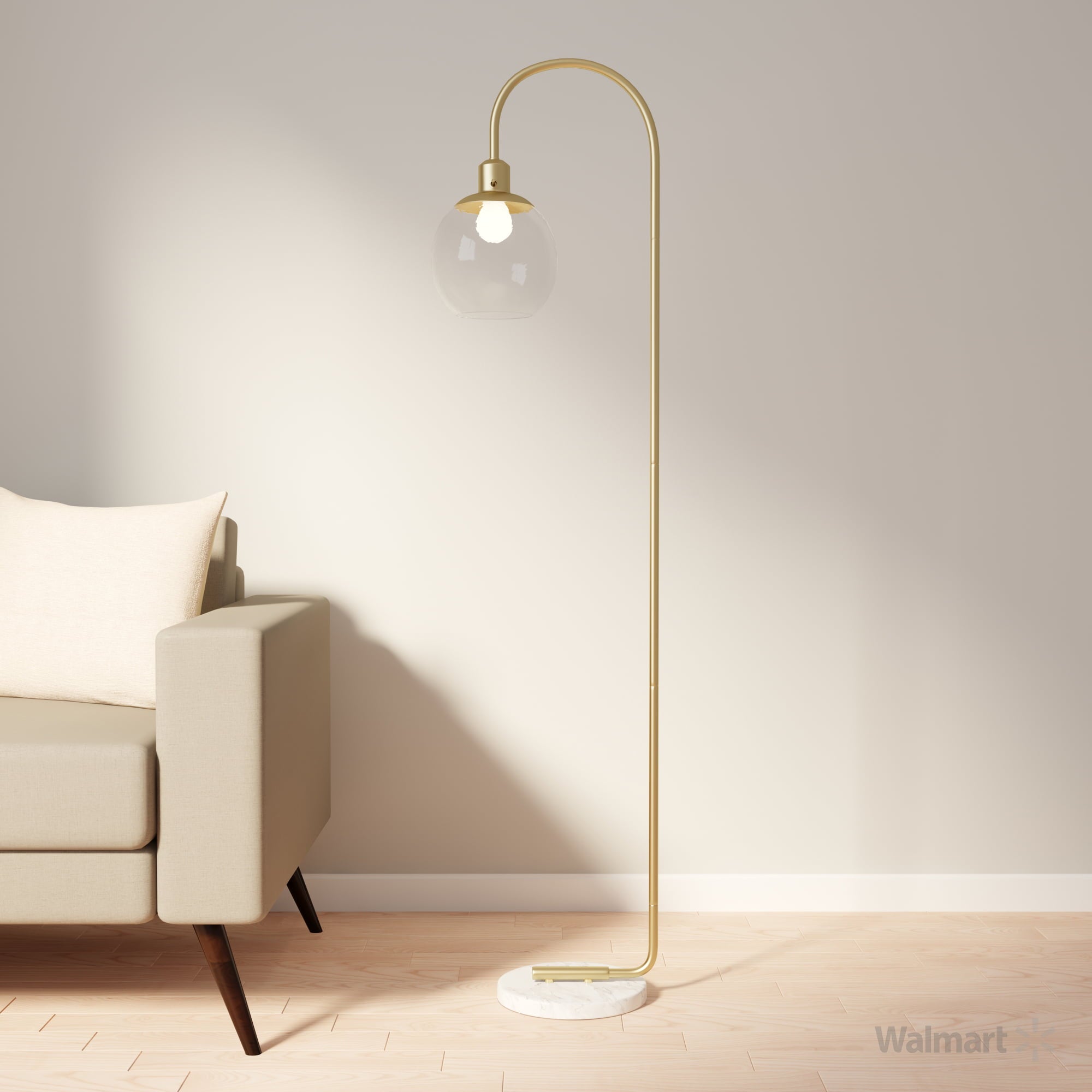 Better Home & Gardens Metal Floor Lamp, Brushed Brass