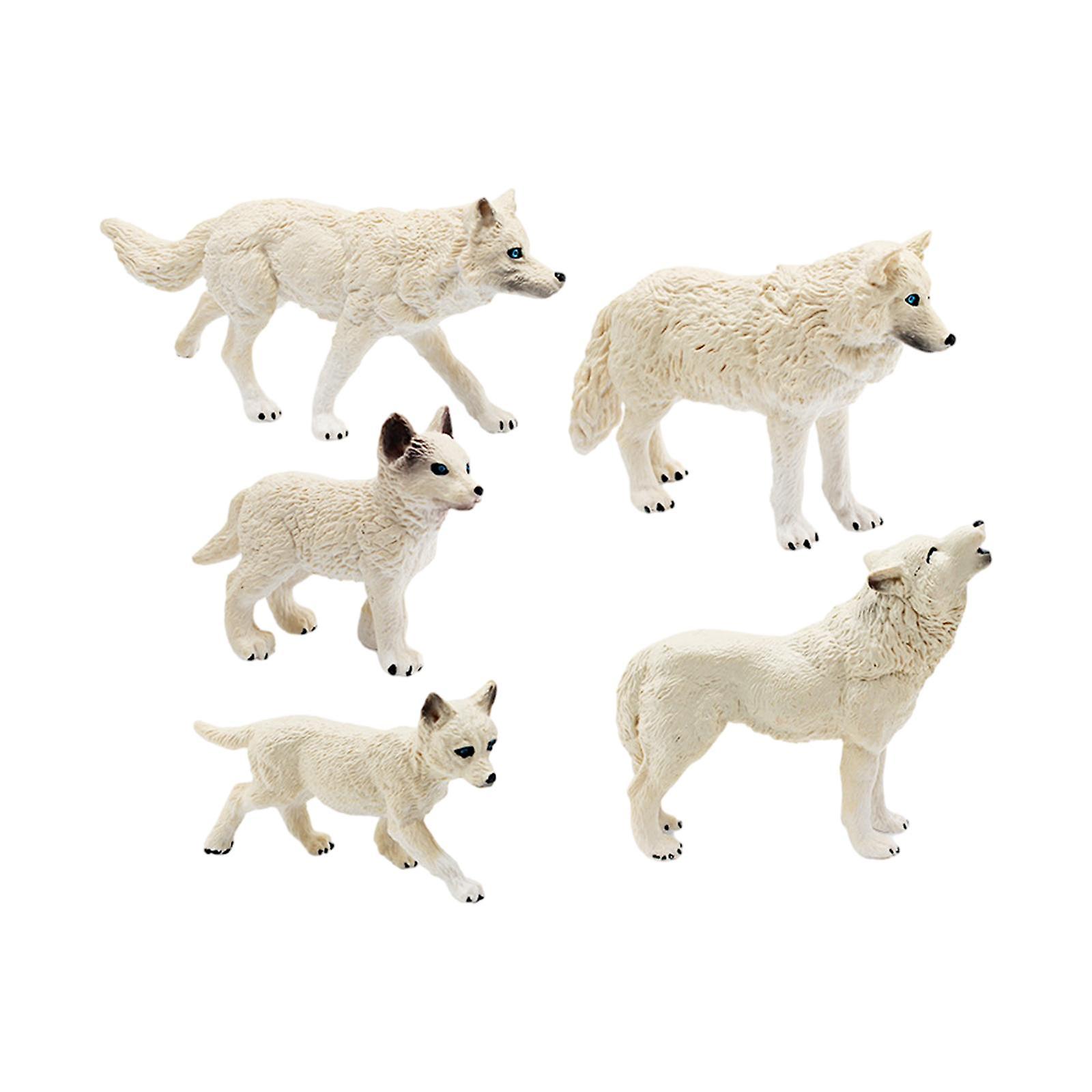 5pcs Wolf Toy Figurines Wolf Playset Model For Xmas Present Educational Toys