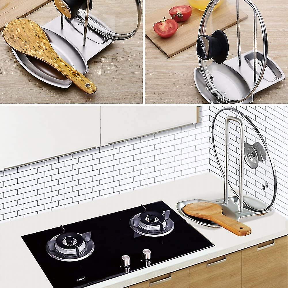 Spoon Rest And Pot Lid Holder， Stainless Steel Pan Cover Rack