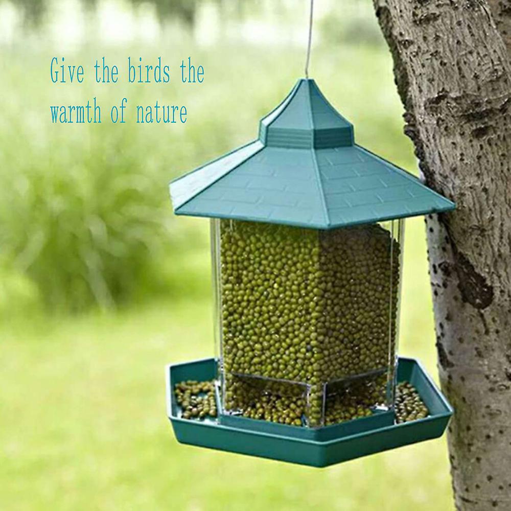 Outdoor Waterproof Large Capacity Pavilion Shape Suspensible Bird Feeder No.291861