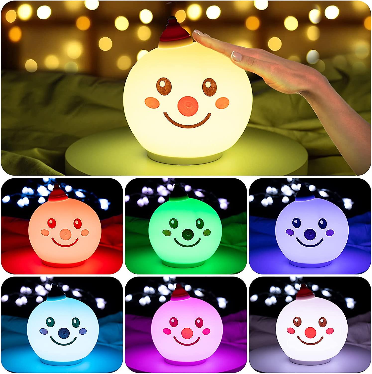 Liangnv Cute Night Light For Kids Christmas Lights 7 Color Changing Silicone Touch Baby Nursery Night Light Battery Powered Rechargeable Cute Lamp For