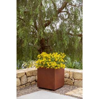 Veradek Rust Corten Cube Medium Steel Metal Square Planter CUVMEDCS